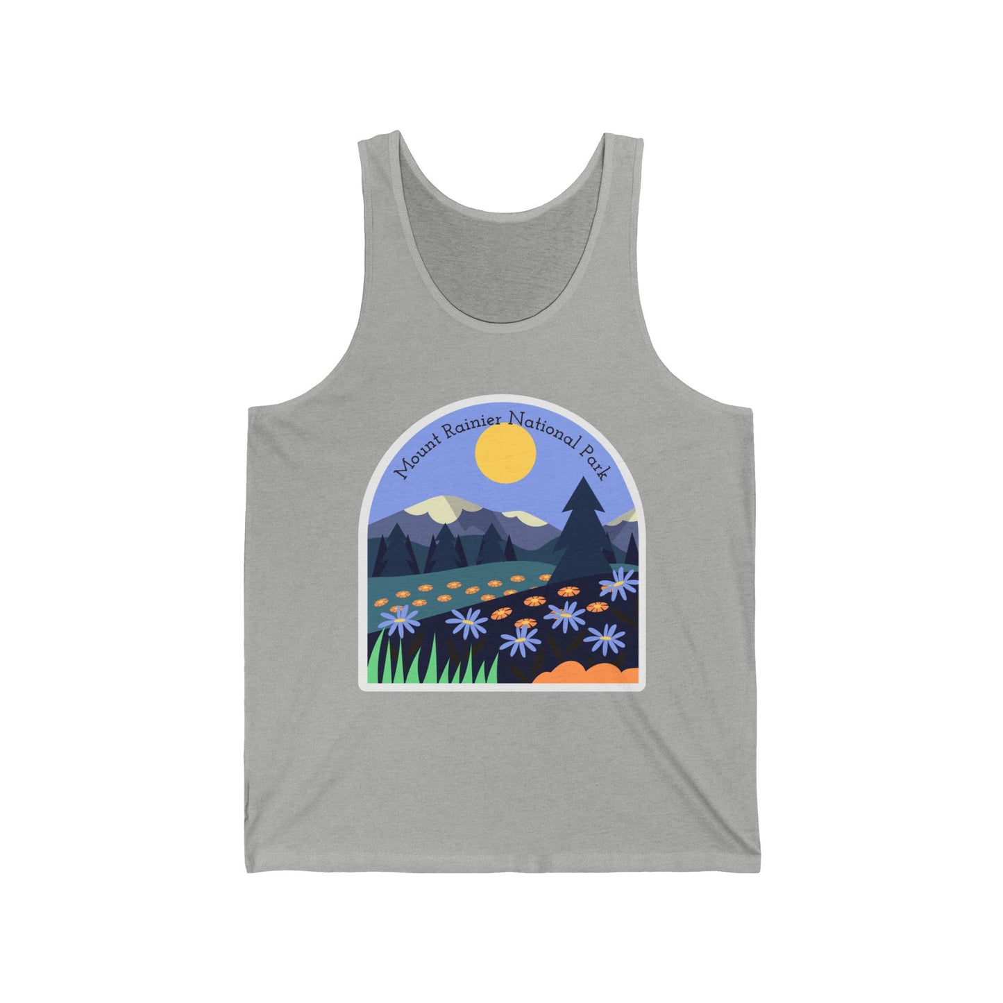 Mount Rainier National Park Men/Unisex Tank Top | Wildflower Graphic | True North
