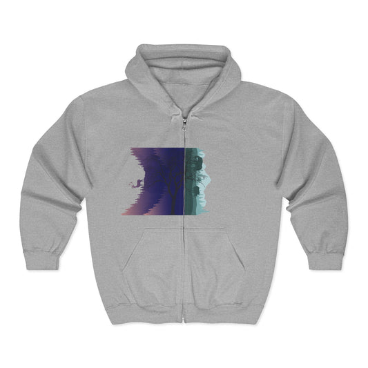 Glitch Art Zip-Up Hoodie | Graphic Sweatshirt | True North