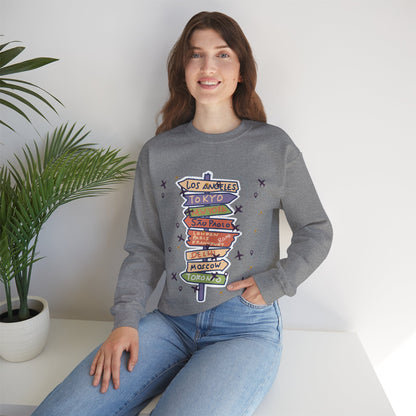 Travel Destination Crewneck Sweatshirt | Streetwear, Adventure Fashion, World Map Merch | True North