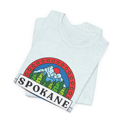 Spokane Mountain Badge T-Shirt – Scenic Riverfront Graphic Tee
