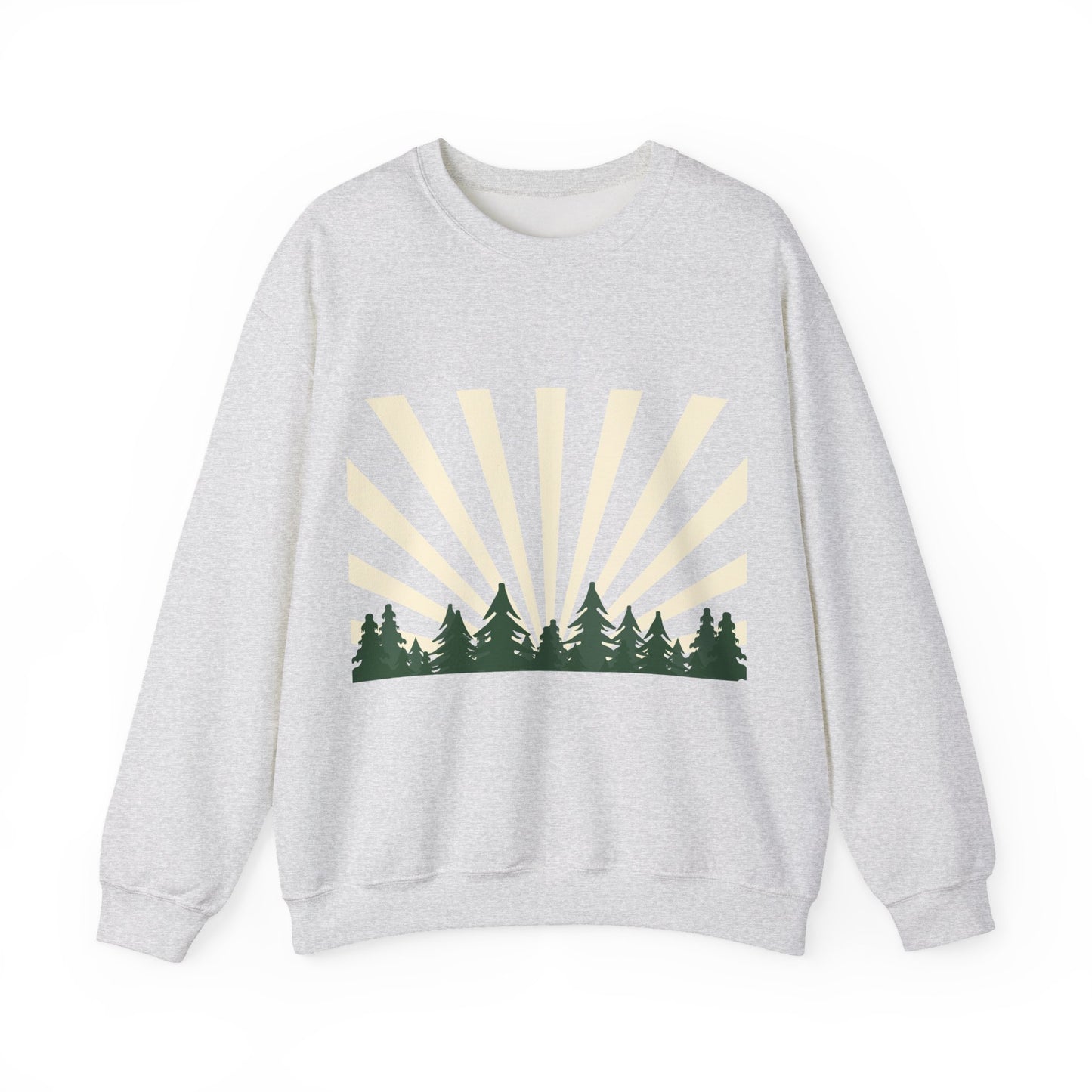 Cozy Forest Sunrise Crewneck Sweatshirt | Pullover for Nature Lovers | True North