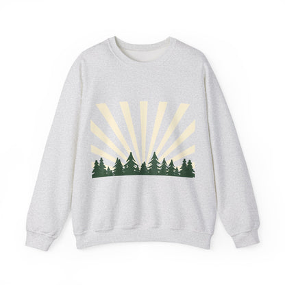 Cozy Forest Sunrise Crewneck Sweatshirt | Pullover for Nature Lovers | True North