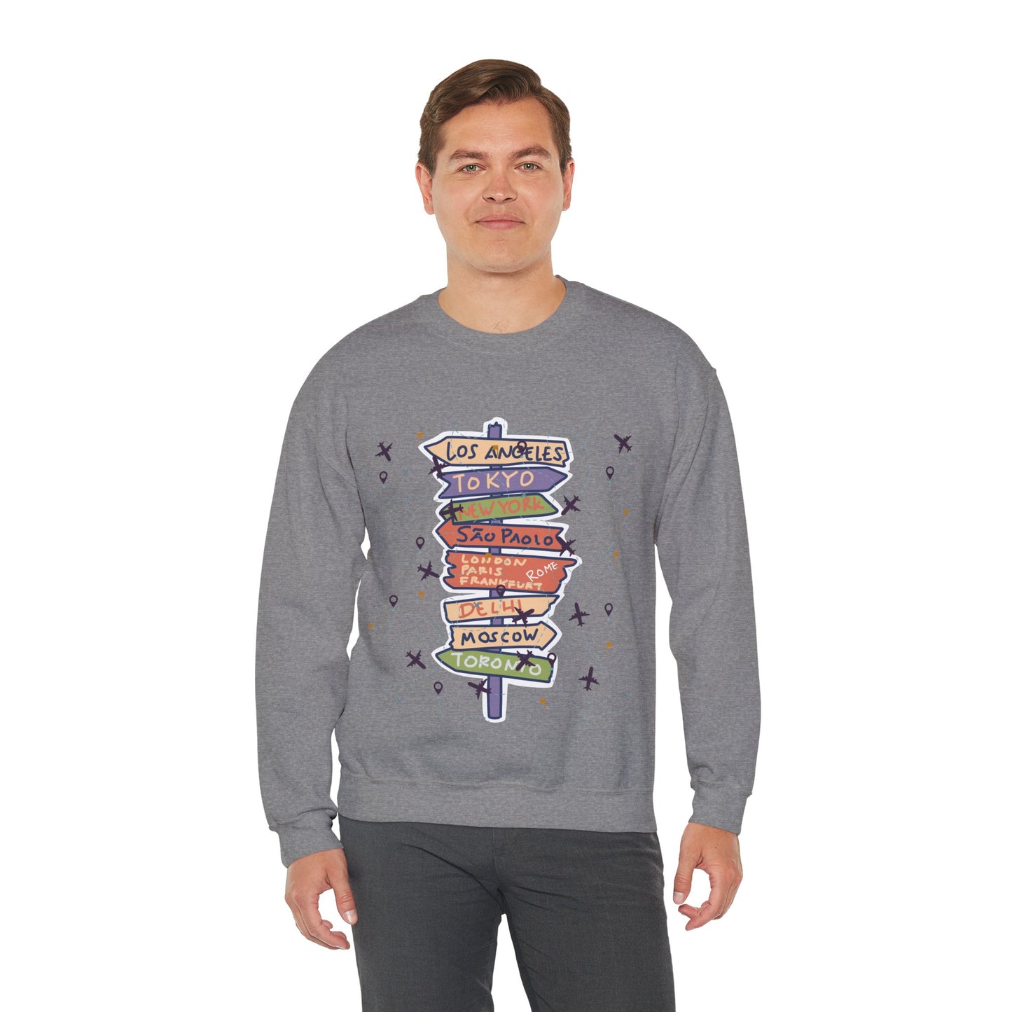 Travel Destination Crewneck Sweatshirt | Streetwear, Adventure Fashion, World Map Merch | True North