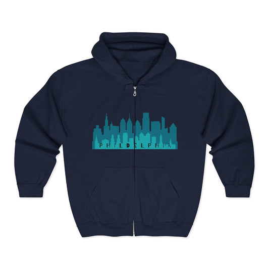 Stylish Urban Hoodie | Philadelphia Skyline Zip Sweatshirt | True North