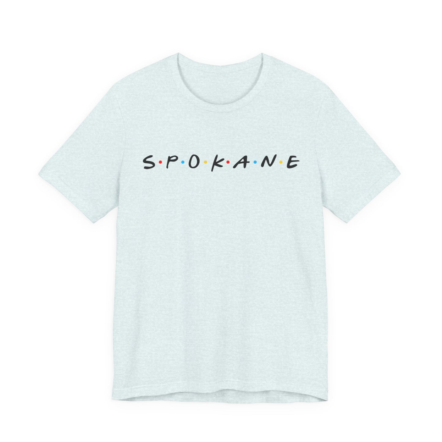 Spokane Script Tee — Retro Dotted Friend-Style City T‑Shirt