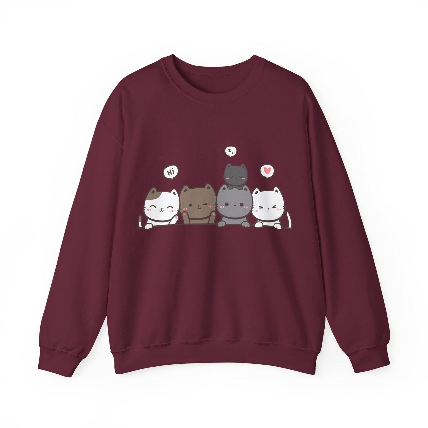Cute Cat Crewneck Sweatshirt | Funny Animal Apparel and Kawaii Style | True North