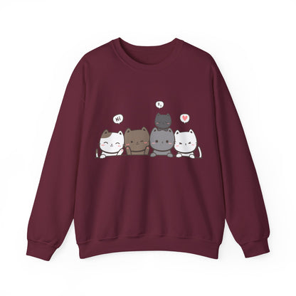 Cute Cat Crewneck Sweatshirt | Funny Animal Apparel and Kawaii Style | True North