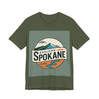 Explore Spokane Graphic Tee — Vintage Mountain & River Travel Shirt