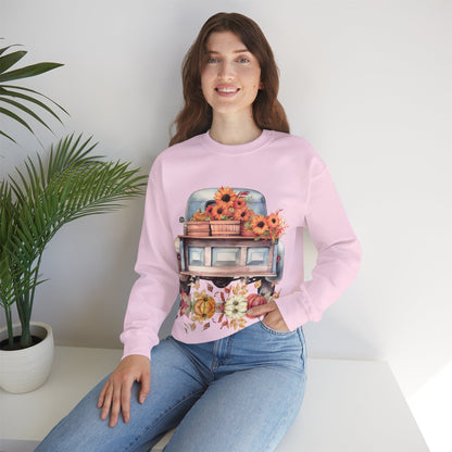 Fall Floral Truck Crewneck Sweatshirt | Autumn Apparel | True North