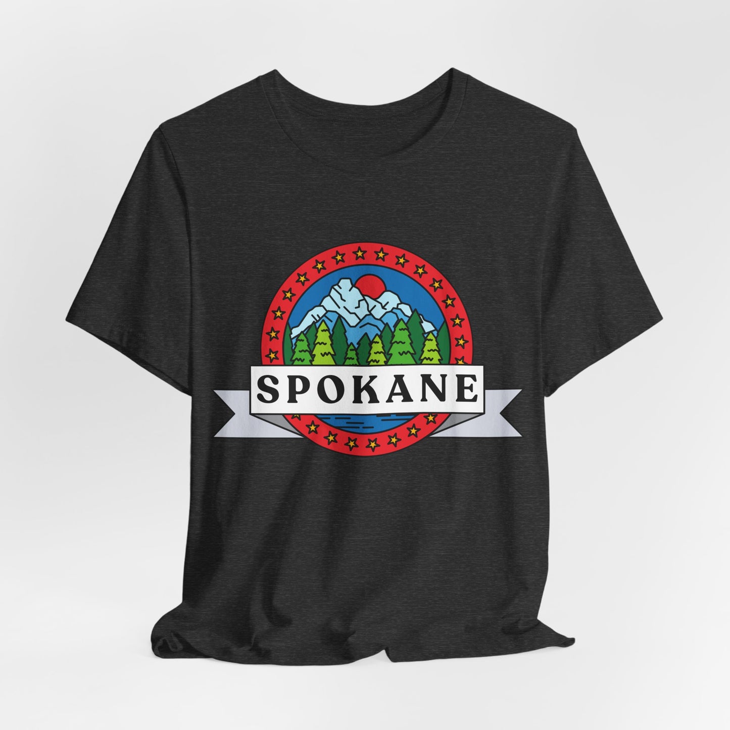 Spokane Mountain Badge T-Shirt – Scenic Riverfront Graphic Tee