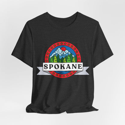 Spokane Mountain Badge T-Shirt – Scenic Riverfront Graphic Tee