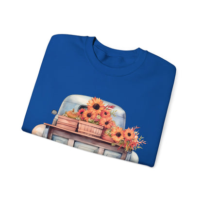 Fall Floral Truck Crewneck Sweatshirt | Autumn Apparel | True North