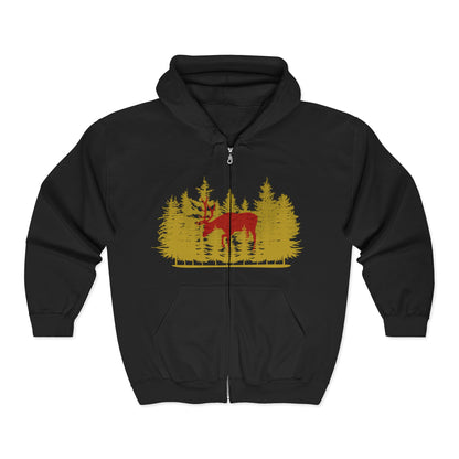 Nature-Inspired Moose Zip Hoodie | Cozy Campers, Fall Adventures | True North