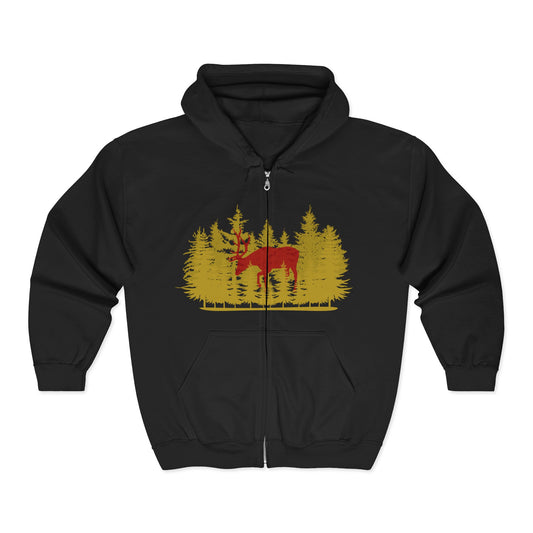 Nature-Inspired Moose Zip Hoodie | Cozy Campers, Fall Adventures | True North