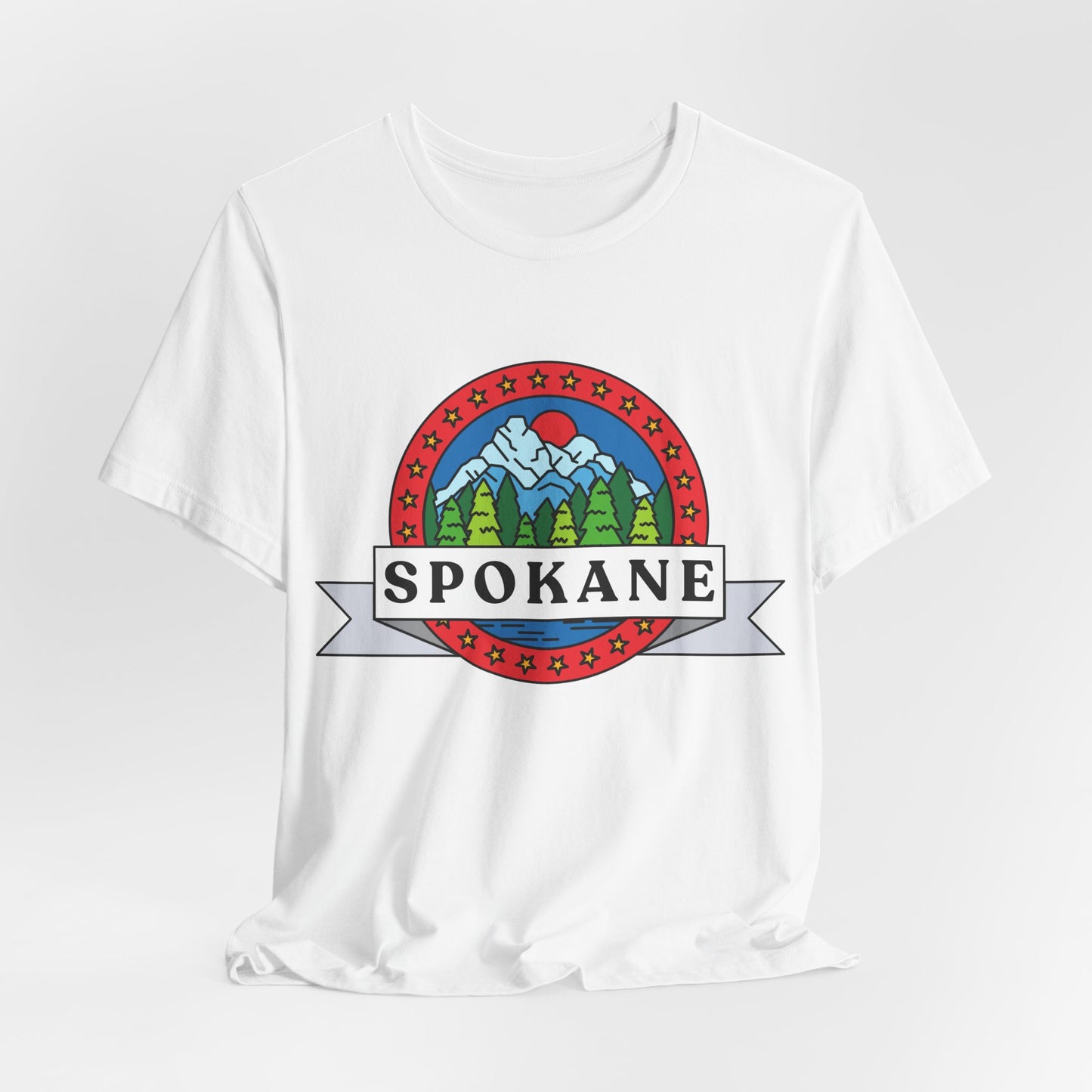 Spokane Mountain Badge T-Shirt – Scenic Riverfront Graphic Tee