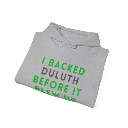 Hoodie — "I Backed Duluth Before It Blew Up" Retro City Pride Pullover