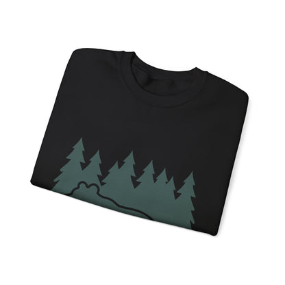 Cozy Bear Forest Crewneck Sweatshirt | Hiking, Camping, and Nature Lovers | True North