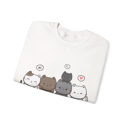 Cute Cat Crewneck Sweatshirt | Funny Animal Apparel and Kawaii Style | True North