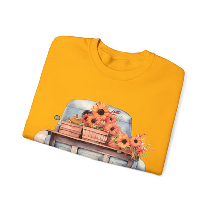 Fall Floral Truck Crewneck Sweatshirt | Autumn Apparel | True North