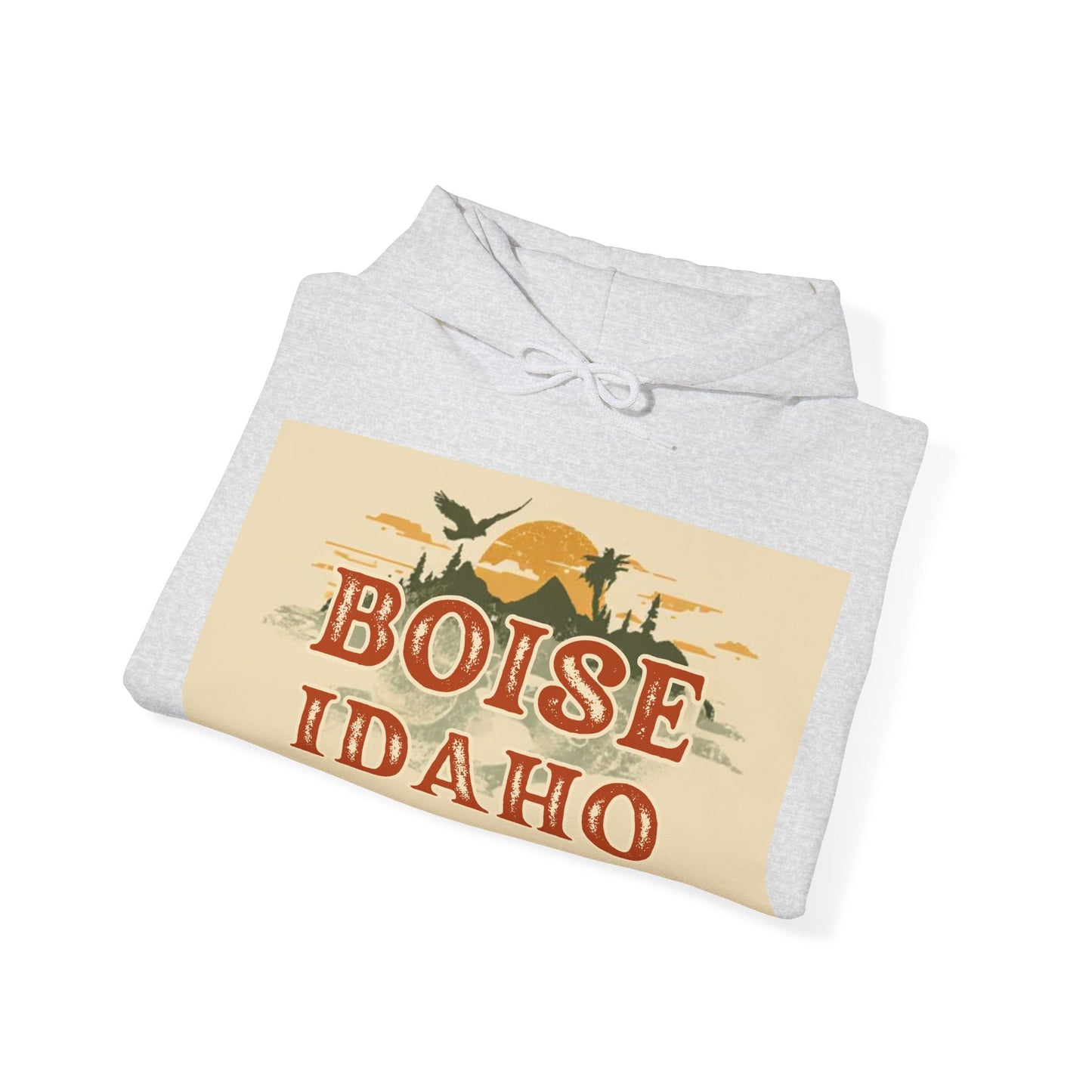 Boise Idaho Vintage Sunset Hoodie — Retro Cityscape Pullover