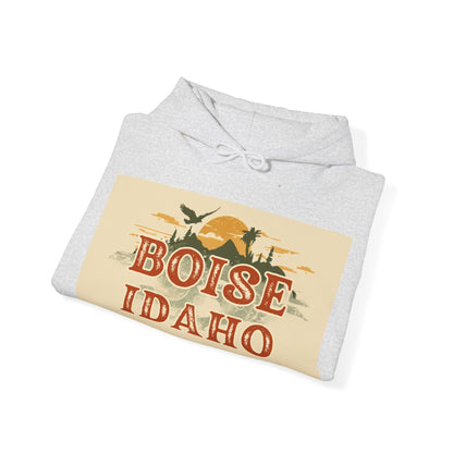 Boise Idaho Vintage Sunset Hoodie — Retro Cityscape Pullover