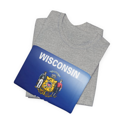 Wisconsin Flag T‑Shirt – State Pride Tee (WISCONSIN 1848) MADISON JERSEY TEE