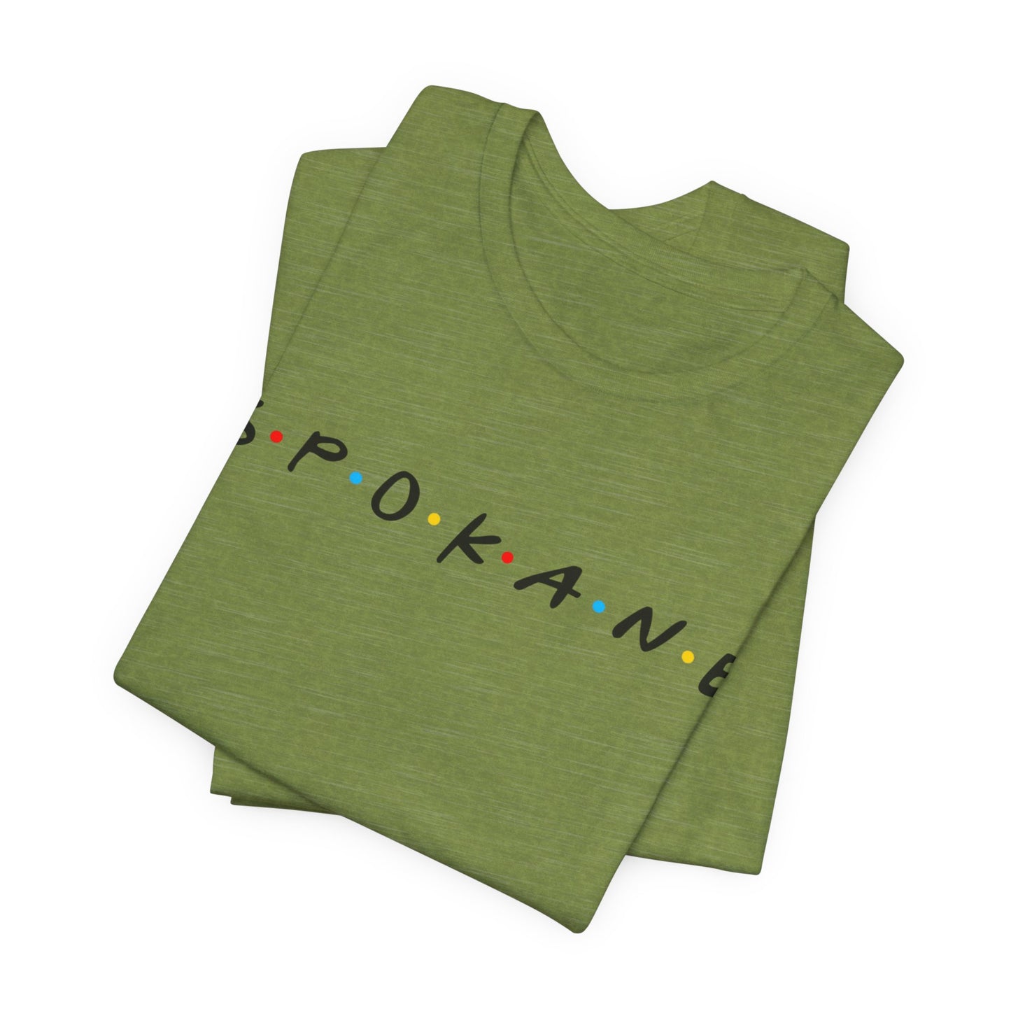 Spokane Script Tee — Retro Dotted Friend-Style City T‑Shirt