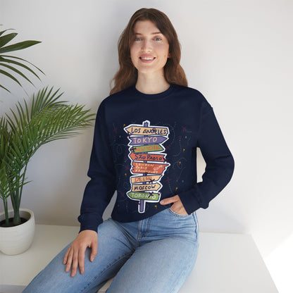 Travel Destination Crewneck Sweatshirt | Streetwear, Adventure Fashion, World Map Merch | True North