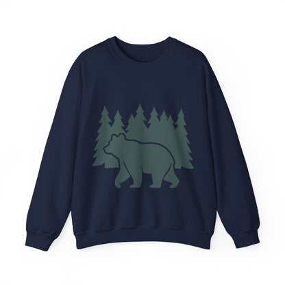 Cozy Bear Forest Crewneck Sweatshirt | Hiking, Camping, and Nature Lovers | True North