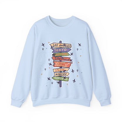 Travel Destination Crewneck Sweatshirt | Streetwear, Adventure Fashion, World Map Merch | True North