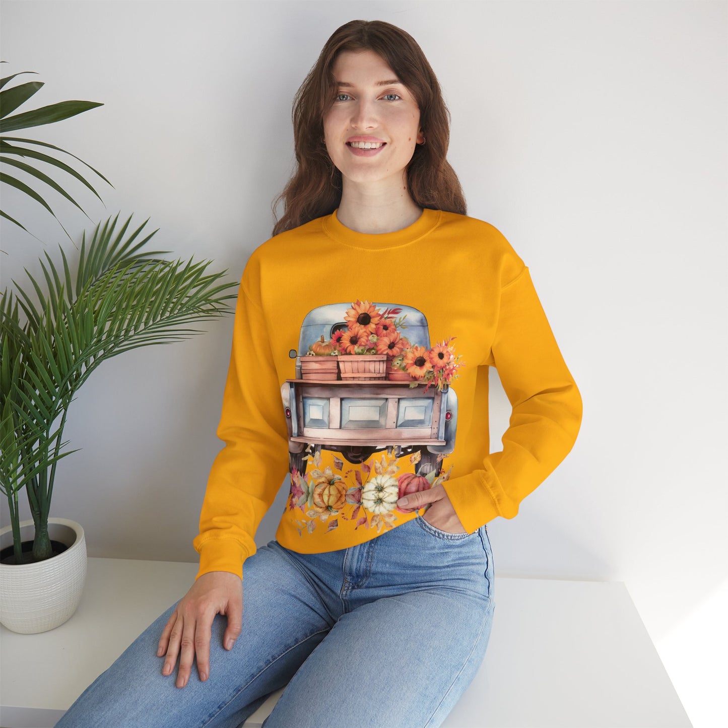 Fall Floral Truck Crewneck Sweatshirt | Autumn Apparel | True North