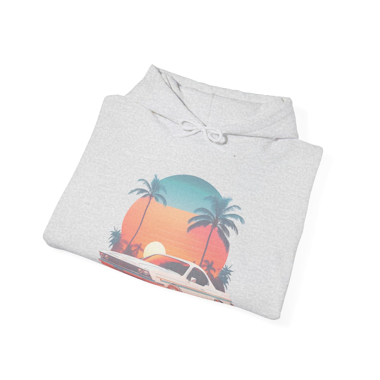 Retro Sunset Car Hooded Sweatshirt | Vintage Car Lovers | True North