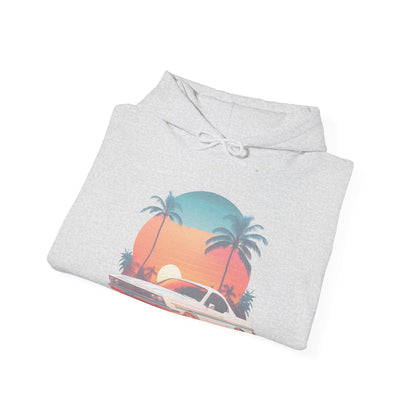 Retro Sunset Car Hooded Sweatshirt | Vintage Car Lovers | True North