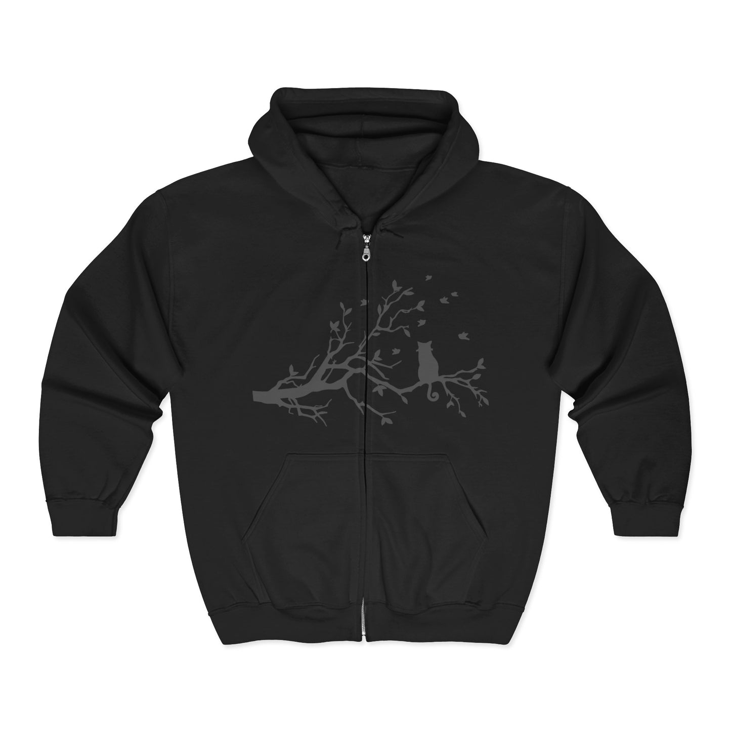 Nature-Inspired Full Zip Hoodie | Tree Branch & Bird Design | True North