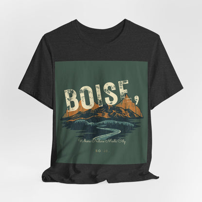 Boise Vintage Mountain Tee — Scenic River Adventure Graphic T-Shirt