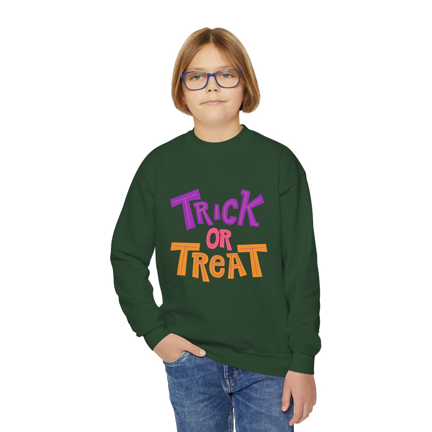 Youth Trick or Treat Crewneck Sweatshirt | Trick or Treat Clothing | True North