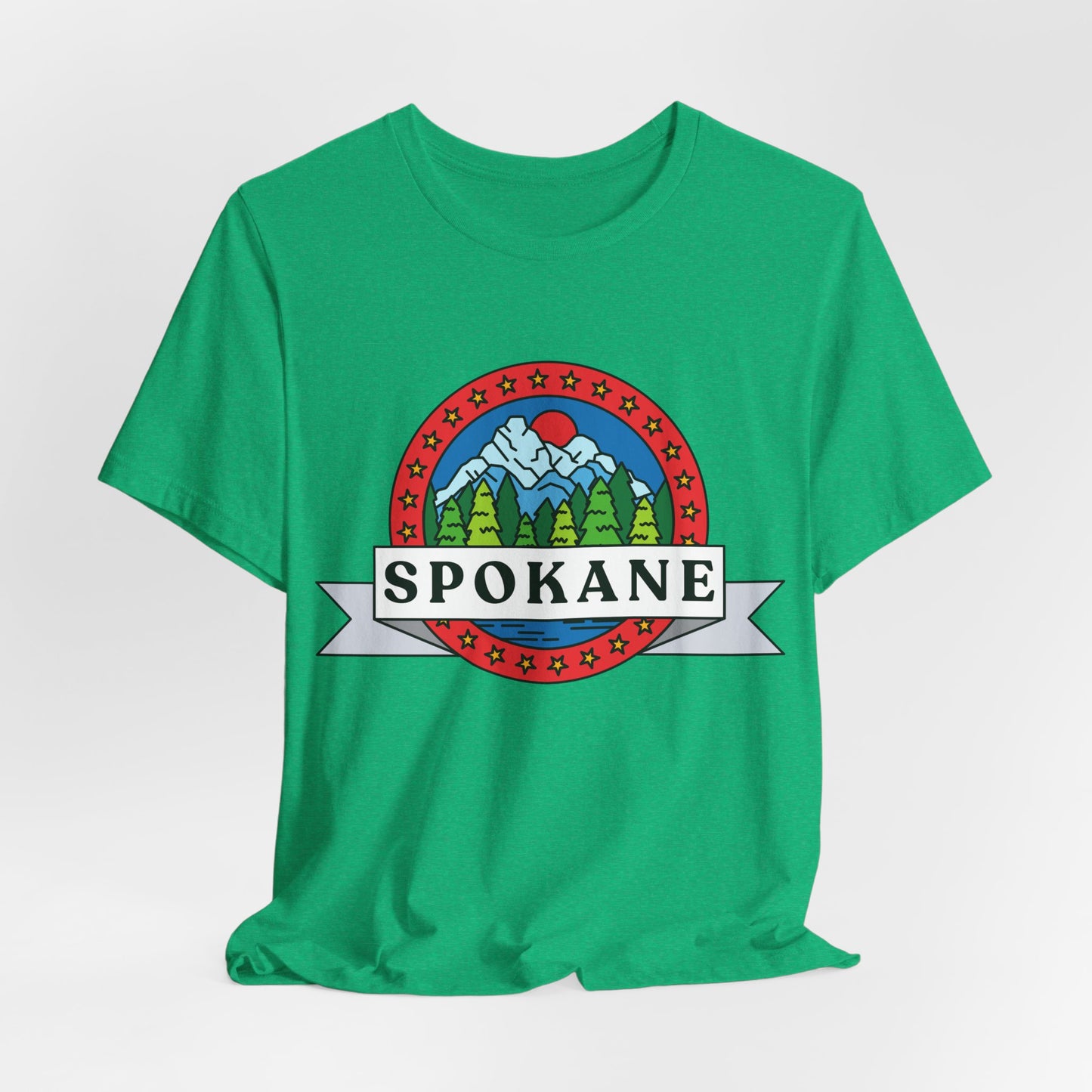 Spokane Mountain Badge T-Shirt – Scenic Riverfront Graphic Tee