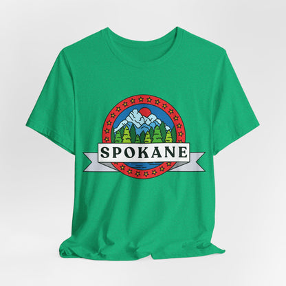 Spokane Mountain Badge T-Shirt – Scenic Riverfront Graphic Tee
