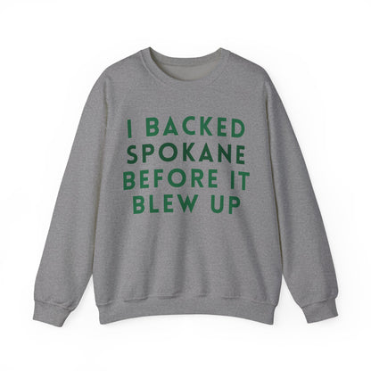 Crewneck Sweatshirt — "I Backed Spokane Before It Blew Up" Vintage Pride Pullover