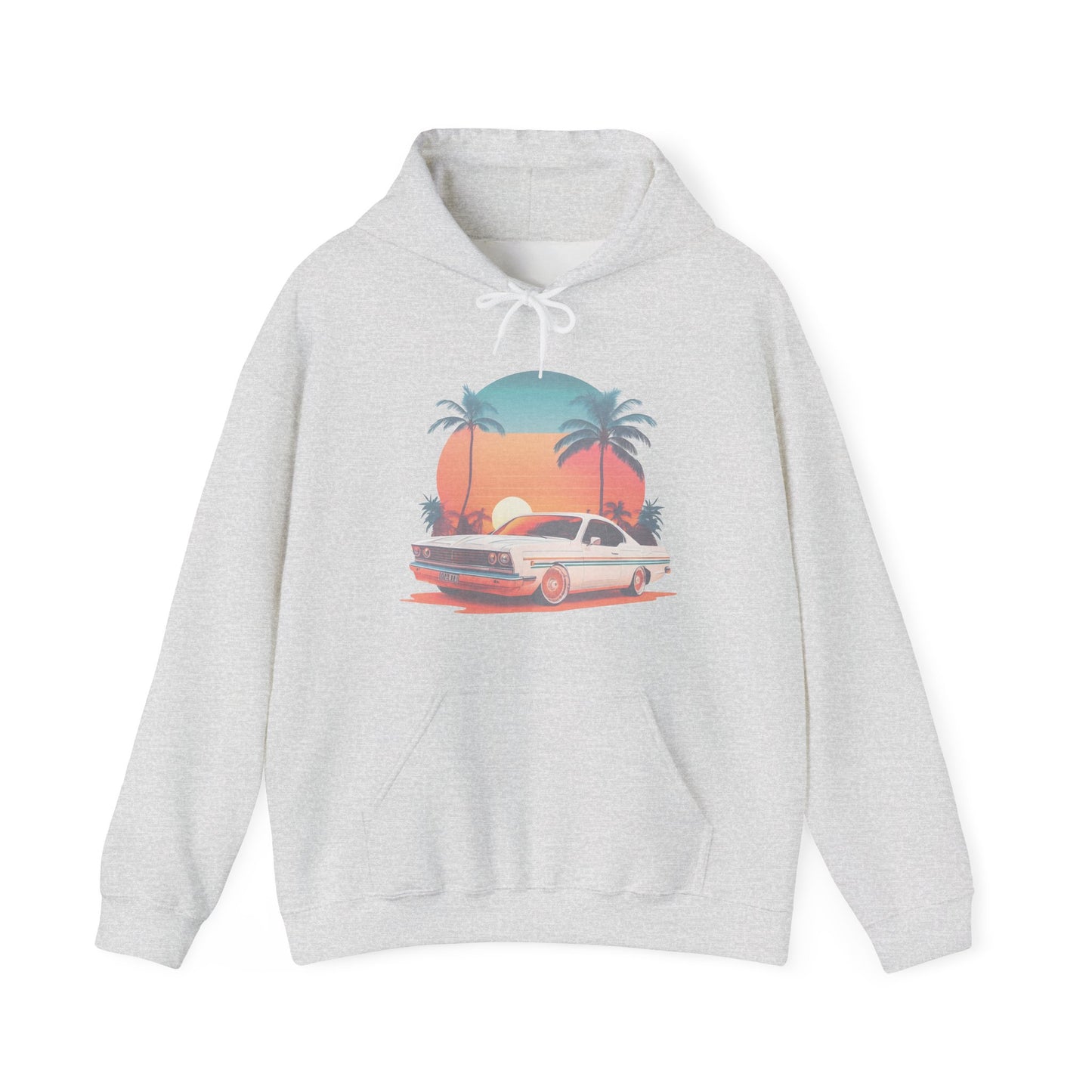 Retro Sunset Car Hooded Sweatshirt | Vintage Car Lovers | True North