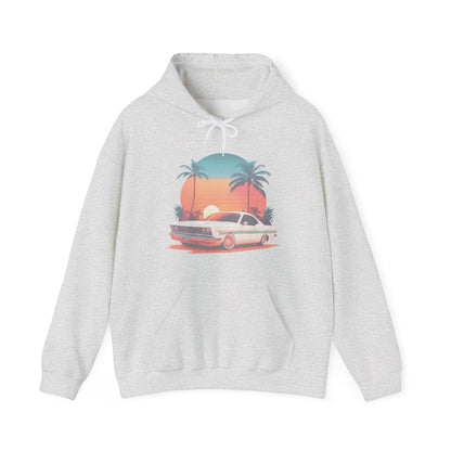 Retro Sunset Car Hooded Sweatshirt | Vintage Car Lovers | True North