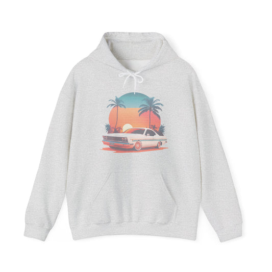 Retro Sunset Car Hooded Sweatshirt | Vintage Car Lovers | True North