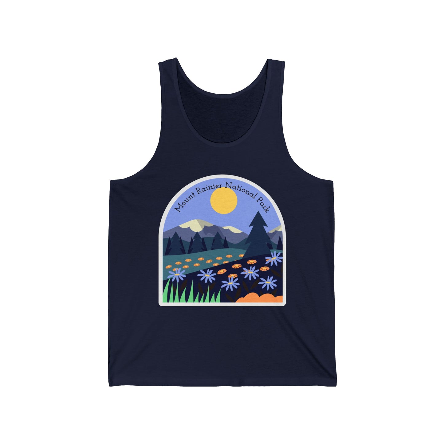 Mount Rainier National Park Men/Unisex Tank Top | Wildflower Graphic | True North