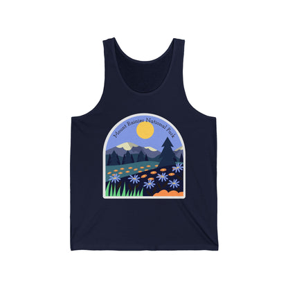 Mount Rainier National Park Men/Unisex Tank Top | Wildflower Graphic | True North