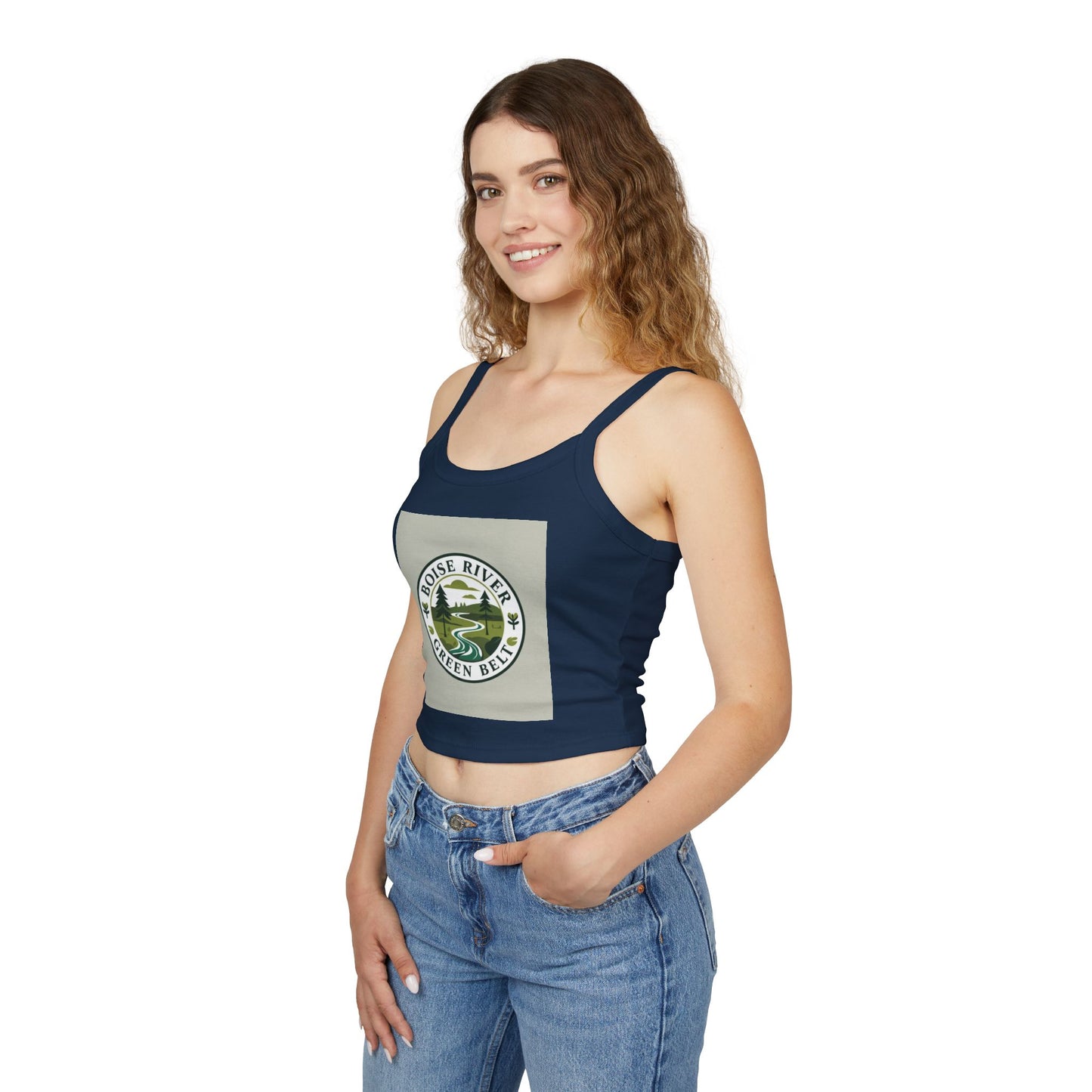 Boise River Greenbelt Tank Top — Scenic River Logo Crop Tank