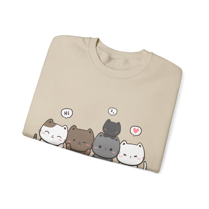 Cute Cat Crewneck Sweatshirt | Funny Animal Apparel and Kawaii Style | True North