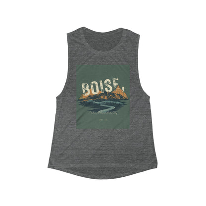 Boise Mountain River Graphic Tank - Women's Scoop Muscle Tank
