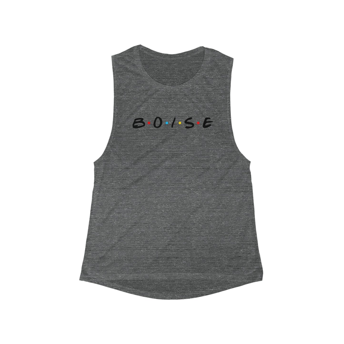 Boise Muscle Tank Top — Women's Flowly Scoop Tank with Retro Dot Accent