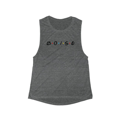 Boise Muscle Tank Top — Women's Flowly Scoop Tank with Retro Dot Accent
