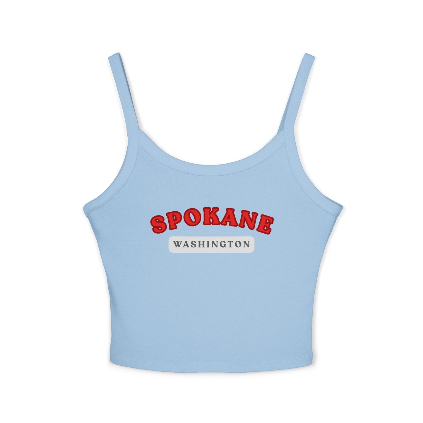 Spokane Washington Crop Tank Top — Retro Red Collegiate Graphic